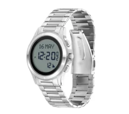 ساعة الفجر الكلاسيكية دائري سوار وهيكل ستانلس ستيل لون فضي - Alfajr Classic Watch Round Stainless Steel Watch and Band Silver Color