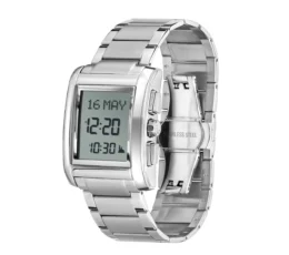 ساعة الفجر الكلاسيكية مستطيل سوار وهيكل ستانلس ستيل لون فضي - Alfajr Classic Watch Rectangular Stainless Steel Watch and Band Silver Color